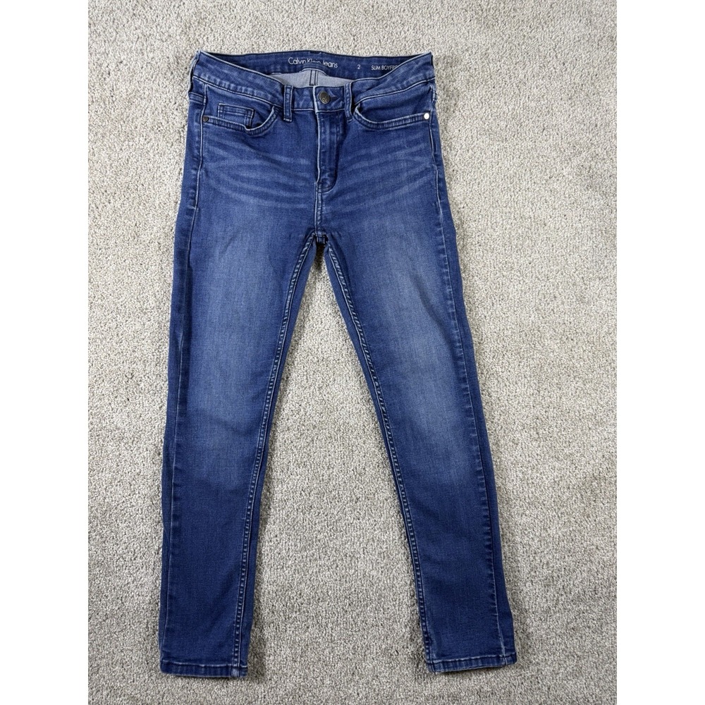 Calvin Klein Jeans Women's Slim Boyfriend Denim Blue Jeans Size 2 Stretch W14.5"